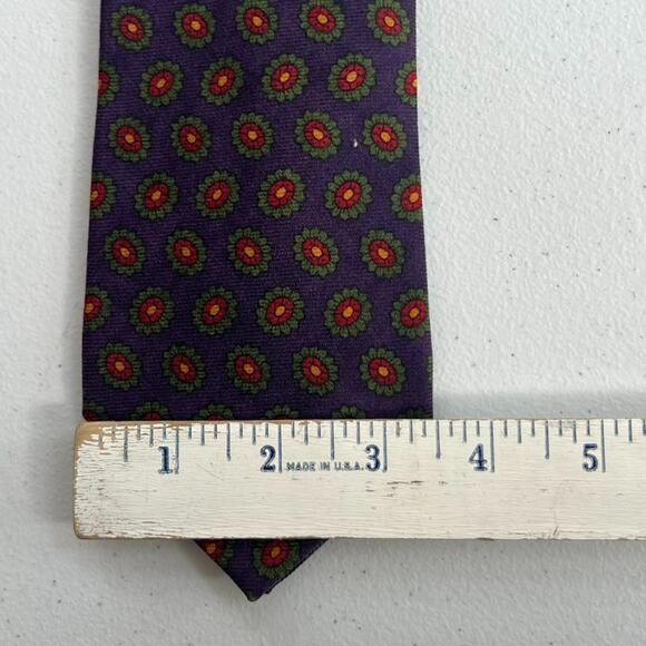 Polo by Ralph Lauren Men's Tie 57" Navy Blue Floral 100% Wool Handmade In Italy - Picture 13 of 14